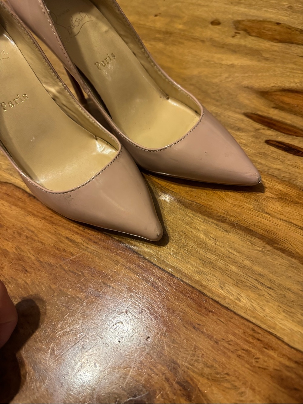 Christian Louboutin Nude Patent Pointed-Toe Stiletto Pumps size 37 authentic - Picture 4 of 12